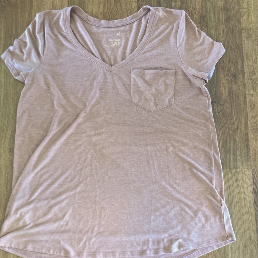Lightly worn, soft coffee tee